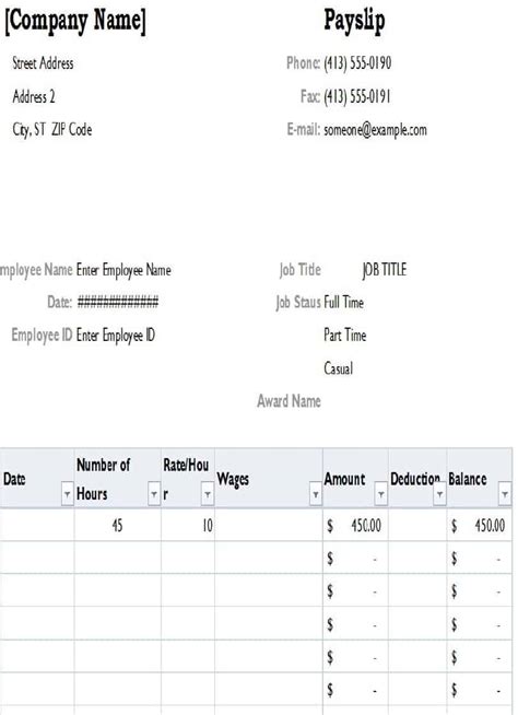 Simple Payslip Templates (Excel / Word / PDF).